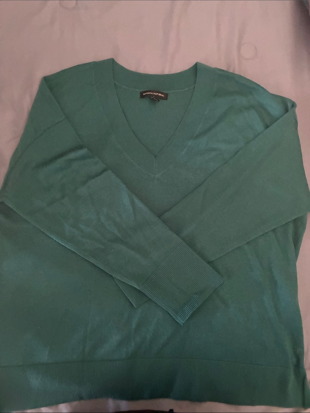 Banana Republic womenDeep Teal V-Neck Sweater